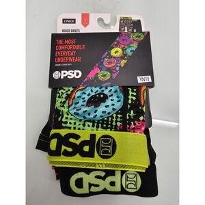 PSD Boys Youth 2-Pack Boxer Briefs Donut Print Black Size Large 26-27 Waist
